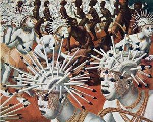 La Ganza (Bambili), z Rysunku i malarstwa Afryki, wykonanego podczas wyprawy Citroen Centre Afrique, druga misja Haardt Audouin-Dubreuil, wyd. Paryż, 1927
