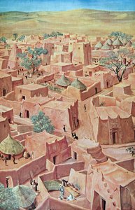 Zinder, z Rysunku i malarstwa Afryki, wykonany podczas wyprawy Citroen Centre Afrique, druga misja Haardt Audouin-Dubreuil, wyd. Paryż, 1927 autorstwa Alexander Yakovlev