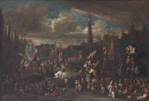 Ommegang w Antwerpii przy Meir autorstwa Alexander van Bredael