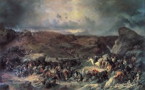 Armia Aleksandra Suworowa przekraczająca Przełęcz Świętego Gotarda, wrzesień 1799 XIX wiek.