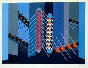 Scenografia eksperymentalna, ilustracja z „Maquettes de Theatre” Alexandry Exter, wydana w latach 20. (lito)