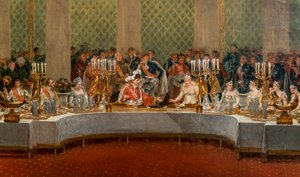 Bankiet Weselny Napoleona Bonaparte (1769-1821) i Marie-Louise de Habsburg-Lorraine (1791-1847) 1810 - Szczegóły: Święto zaślubin Napoleona I i Marie-Louise daje w teatrze Palais des Tuileries, 2 kwietnia autorstwa Alexandre Dufay