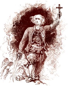 Kapłan Szuan. Powstanie rojalistów w Bretanii. Koniec XIX wieku (grawerunek) autorstwa Alexandre (1850 1888) Ferdinandus