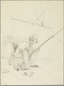 Ranny żołnierz ładujący karabin autorstwa Alexandre Bloch