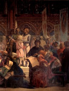 Król Ludwik IX powiedział, że Święty Ludwik (1214-1270) wymierza sprawiedliwość Malarstwo Alexandre Cabanel (1823-1889) XIX-wieczny Paryż, Panteon autorstwa Alexandre Cabanel