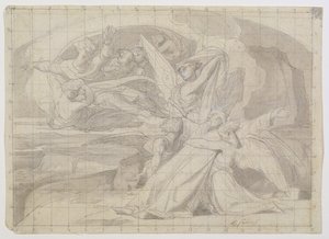 Study for The Death of Moses, 1851 (pióro i atrament, pranie, ołówek i gwasz na papierze) (zob. 225068) autorstwa Alexandre Cabanel