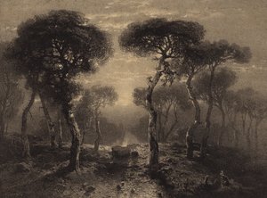 Krajobraz z drzewami autorstwa Alexandre Calame