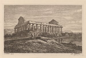 Ruiny w Paestum autorstwa Alexandre Calame