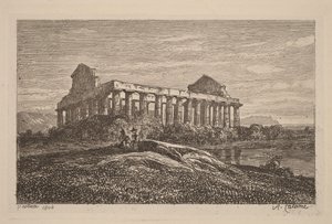 Ruiny w Paestum autorstwa Alexandre Calame