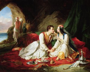 Byron jako Don Juan, z Haidee, 1831 autorstwa Alexandre Colin