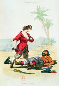 Mary Read (zm. 1720) z "Histoire des Pirates" P. Christiana, rytowana przez A. Catel, 1852 autorstwa Alexandre Debelle