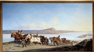 Holowanie „” Zaczep koni obsługujących podnośniki łodzi na Rodanie”” Obraz Alexandre Dubuisson (1805-1870) 1843 Lyon, Musee des Beaux Arts autorstwa Alexandre Dubuisson
