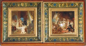 Franciszek I i jego dwór otrzymują dzieła z Włoch od Primaticcio - Franciszek I pasowany na rycerza przez Bayarda ... autorstwa Alexandre Evariste Fragonard