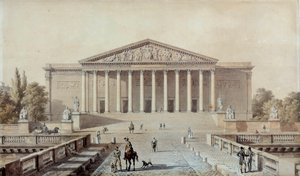 Projekt dla Zgromadzenia Narodowego lub Palais Bourbon, Palais du Corps Legislatif Rysunek Evariste Fragonard (1780-1850) XIX-wieczny Paryż, Palais Bourbon