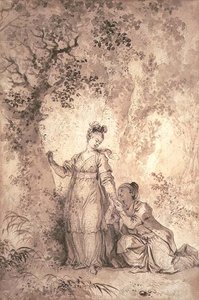 Narzeczona króla Garbe: Drzewo (pióro i atrament) autorstwa Alexandre Evariste Fragonard