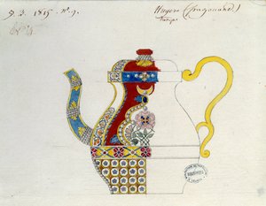 Turecki Theiere. Rysunek autorstwa Alexandre Evariste Fragonarda (1780-1850). Sevres, Fabryka Porcelany autorstwa Alexandre Evariste Fragonard