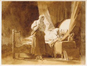 Kobieta oglądająca śpiącego mężczyznę autorstwa Alexandre Evariste Fragonard