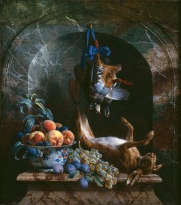 Martwa natura z martwą grą w marmurowej niszy, 1706 autorstwa Alexandre Francois Desportes