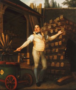 Kołodziej z wozem strażackim na podwórku, 1812 autorstwa Alexandre François Louis de Girardin
