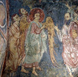 Anioł, fresk w kościele Alikampos, Kreta, Grecja (zdjęcie) autorstwa Nicolas Toussaint Charlet