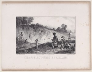 Polowanie na fretkę z blankami, z cyklu Sceny polowania, 1829. autorstwa Alexandre Gabriel Decamps