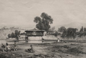Pawilon na brzegu rzeki. autorstwa Alexandre Gabriel Decamps