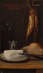 Martwa natura ze śledziem, chlebem i serem, 1858.