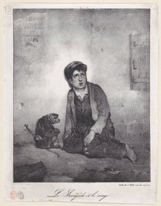 Chłopiec z Sabaudii i jego małpa, 1823. autorstwa Alexandre Gabriel Decamps