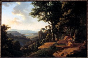Filozof Jean Jacques Rousseau (1712-1778) medytujący w 1770 w Parc de la Rochecordon niedaleko Lyonu Obraz Alexandre Hyacinthe Dunouy (1757-1841) XVIII-wieczny Paryż, Musee Marmottan