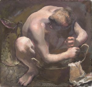 Modelka myjąca włosy, 1929 (tempera na płótnie)