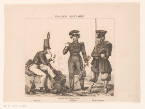 Trzech francuskich żołnierzy Francja Wojskowe (tytuł serii) autorstwa Alexandre Lacauchie