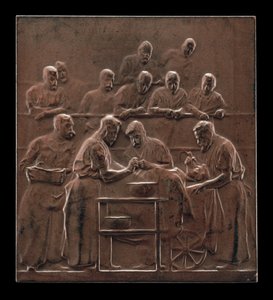 Monod demonstrujący zabieg na sali operacyjnej [rewers], c. 1906.