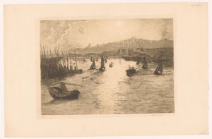 Port z zachodem słońca autorstwa Alexandre Lunois (signed by artist)