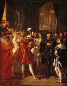 Karol V (1500-58) przyjęty przez Franciszka I (1494-1547) w Luwrze, ok.1843