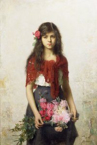 Młoda dziewczyna z kwiatami autorstwa Alexei Alexevich Harlamoff