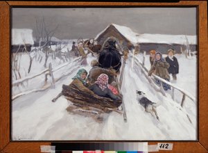 Sanie podczas Mardi Gras (Jazda podczas zapusty) - Obraz Aleksieja Stiepanowicza Stiepanowa (1858-1923), olej na płótnie