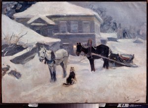 A Country Hotel - Obraz Aleksieja Stiepanowicza Stiepanowa (1858-1923), olej na płótnie, sztuka rosyjska z przełomu XIX i XX wieku, pejzaż - Muzeum Sztuki M Tuganowa Północnej Osetii, Władykaukaz (Rosja)