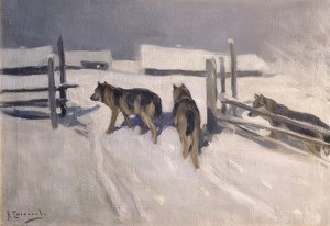 Wilki. Zimowa noc. Około 1910 r.