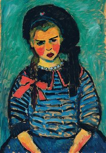 Dziewczyna z czerwonym łukiem; Dziewczyna z czerwoną wstążką, 1911 autorstwa Alexej von Jawlensky