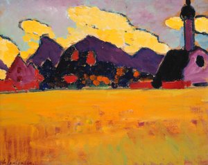 Krajobraz w pobliżu Murnau; Krajobraz w pobliżu Murnau, ok. 1910 autorstwa Alexej von Jawlensky