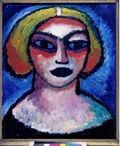 ""Tete de femme"" (Głowa kobiety) Peinture de Alexei von Javlensky (1864-1941) 1912 Wym. 61x51 cm Olej na tekturze Muzea Państwowe, Berlin autorstwa Alexej von Jawlensky