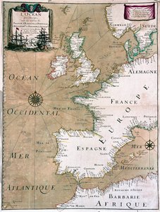 Ocean z wybrzeżem Francji, Hiszpanii, Portugalii, Anglii, Holandii, Danii - według A