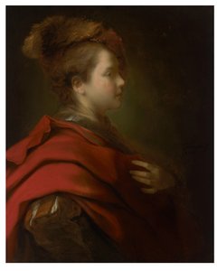 Portret chłopca, półdługi, z profilu, w fantazyjnym stroju
