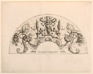 Liście wachlarzowe, piąta i szósta tabliczka z zestawu, „Divers Desseins de grands Eventails, Encrans, et autres Ornamens, wymyślony i grawerowany par Nicolas Loire” autorstwa Alexis Loir
