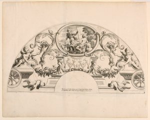 Liście wachlarzowe, Trzecia i czwarta tabliczka zestawu, „Divers Desseins de grands Fans, Encrans, et autres Ornamens, wymyślony i grawerowany par Nicolas Loire” autorstwa Alexis Loir