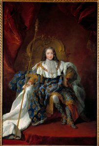 Portret dziecka Ludwika XV (1710-1774) na tronie okryty kostiumem i atrybutami świętego Obrazu Alexisa Simona Belle (1674-1734) 1723 nd. 2,26x1,8 m - Portret Ludwika XV (1710-1774), jako dziecko na tronie w sukni koronacyjnej - Pai