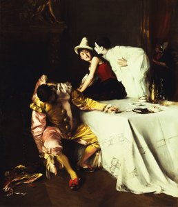 Pierrot, Columbine i Punchinello; Pierrot, Orlik i Polichinelle autorstwa Alexis Vollon