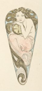 Miniaturowy projekt na zawieszkę zapięcia dużego gorsetu, ok. 1900 r. 1900. autorstwa Alfons Marie Mucha