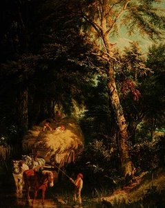 Przeprawa przez strumyk (olej na płótnie) autorstwa Alfred Edward Chalon
