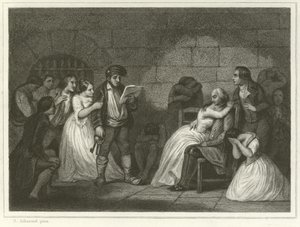 Wezwanie skazańca (grawerunek) autorstwa Alfred (after) Johannot